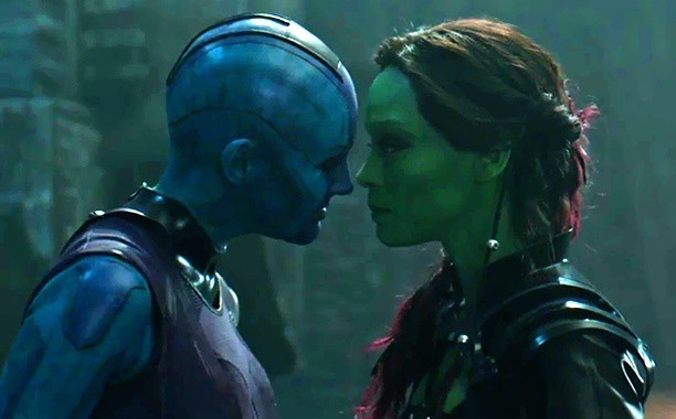 zoe saldana as gamora with nebula